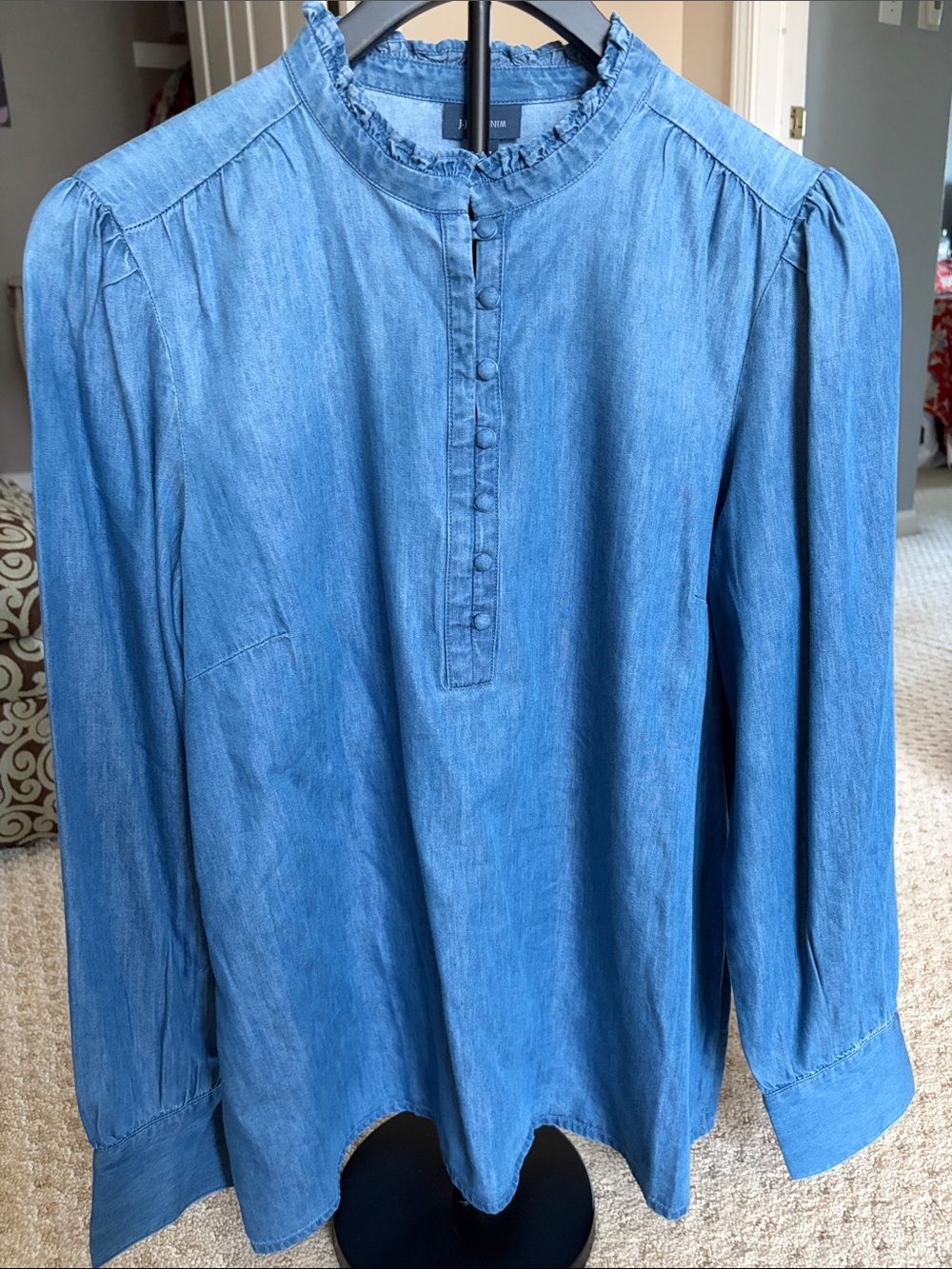 J. Jill Soft Light Blue Denim Button-Placket Blouse